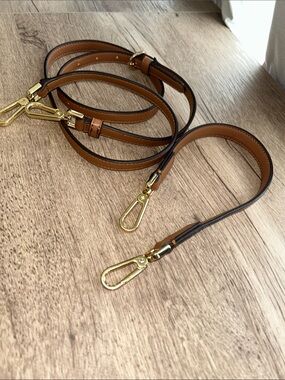 Calvin Klein Brown Leather Crossbody Straps with Gold Hardware